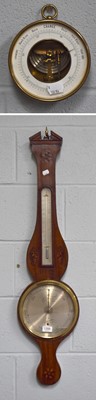 Lot 1398 - A Mahogany Inlaid 8" Wheel Barometer, signed C....