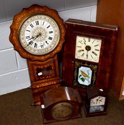 Lot 1498 - An Inlaid Drop-Dial Wall Clock, circa 1890, an...