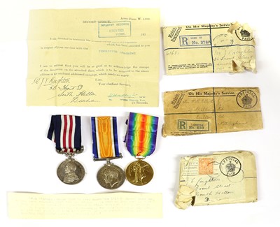 Lot 17 - A First World War MM Group of Three Medals,...