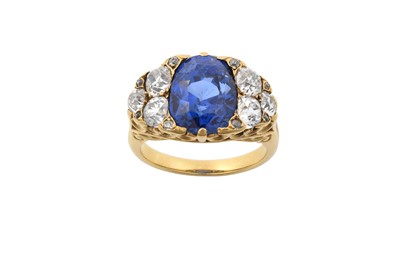 Lot 2308 - A Sapphire and Diamond Ring the old pear cut...