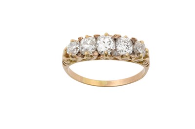 Lot 2297 - A Diamond Five Stone Ring the graduated old...