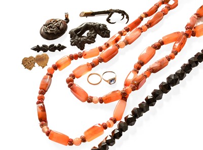 Lot 363 - A Quantity of Jewellery, including a carnelian...