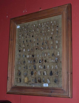 Lot 899 - A glazed display of Mesolithic flints from Boulsworth Hill, Robin Hood's Hill