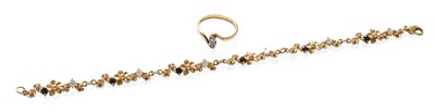 Lot 435 - A 9 Carat Gold Gem-Set Bracelet, length 19.5cm;...