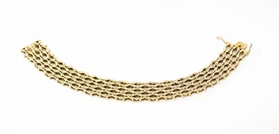 Lot 394 - A 9 Carat Gold Fancy Link Bracelet, length 18.5cm