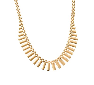 Lot 411 - A 9 Carat Gold Fringe Necklace, length 40.8cm