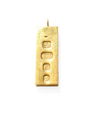 Lot 343 - A 9 Carat Gold Ingot, length 4.2cm