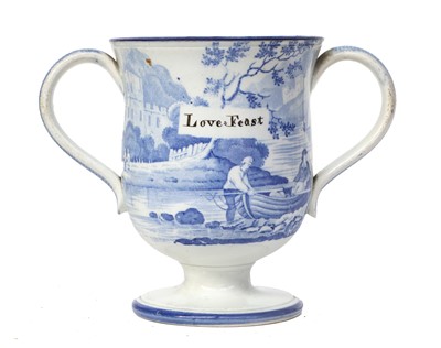 Lot 117 - A Pearlware Loving Cup, circa 1820, inscribed "...