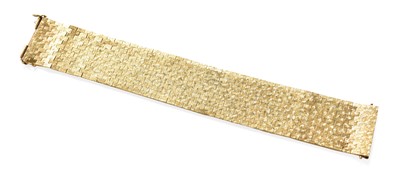 Lot 409 - A 9 Carat Gold Brick Link Bracelet, length 18cm