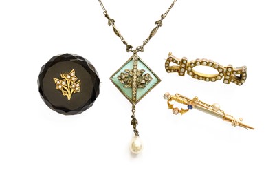 Lot 525 - Three Brooches, comprising; a diamond,...