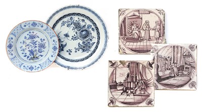 Lot 206 - A Liverpool Delft Plate, circa 1760, with red...