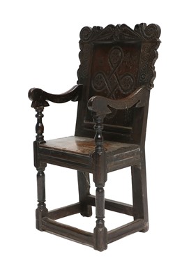 Lot 277 - A 17th Century Joined Oak Wainscot Armchair,...