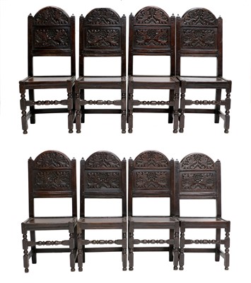 Lot 276 - A Set of Eight Carved Oak Joint Stools,...