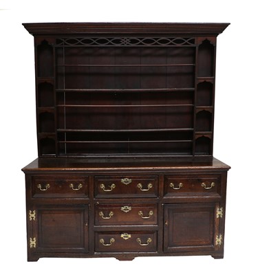 Lot 293 - A George II Enclosed Oak Dresser and Rack, mid...