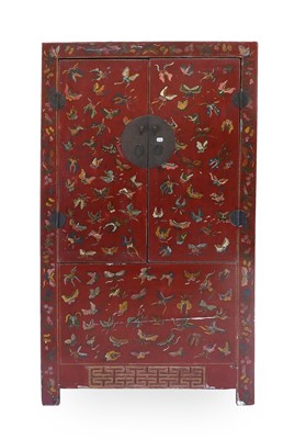 Lot 804 - A Chinese Red Lacquer and Polychrome-Painted...