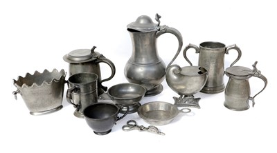 Lot 270 - A George III Pewter Tankard, with scrolling...