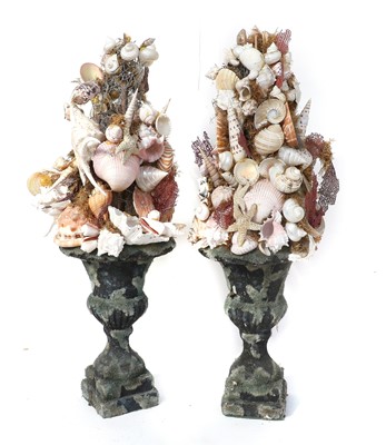 Lot 75 - A Pair of Shell and Coral Work Displays in...