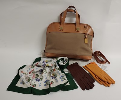 Lot 1168 - Dooney & Bourke Tan Leather and Canvas Bag,...