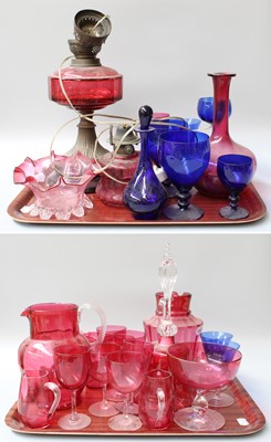 Lot 136 - A Collection of Assorted Cranberry Glass,...