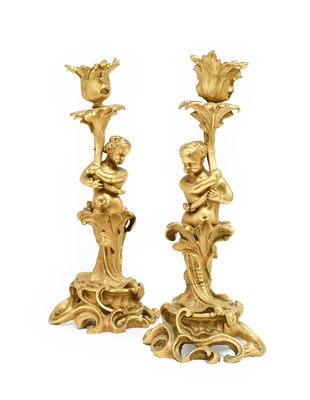 Lot 195 - A Pair of French Gilt-Bronze Figural...