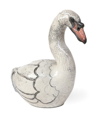 Lot 154 - Jennie Hale (b. 1956) Swan Signed, raku fired...