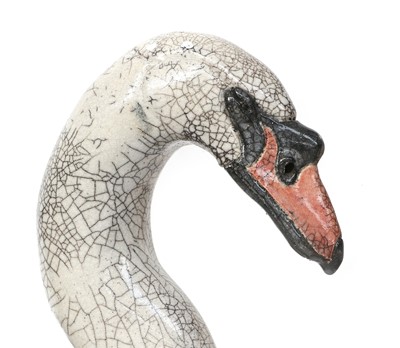 Lot 154 - Jennie Hale (b. 1956) Swan Signed, raku fired...