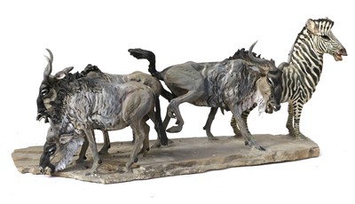 Lot 153 - British School (contemporary) Wildebeest and...