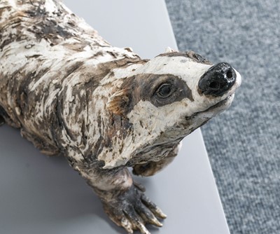 Lot 149 - Nick Mackman SWLA (b.1972) Badger Signed, raku...