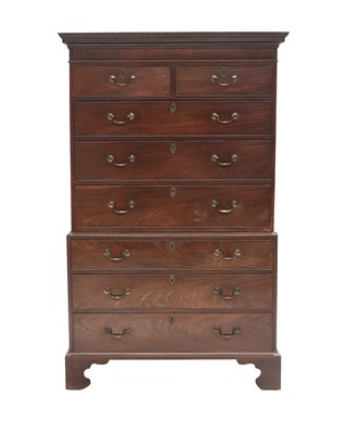 Lot 348 - A George III Mahogany Chest on Chest, late...