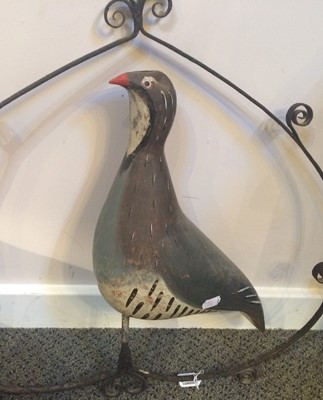 Lot 17 - A Folk Art Painted Tin Partridge, mid 20th...