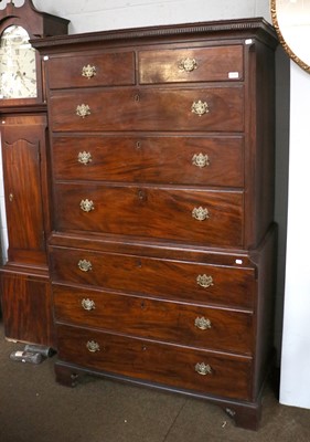 Lot 1264 - A George III Mahogany Chest-On-Chest, dentil...