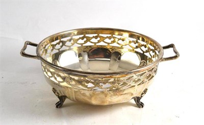 Lot 30 - A pierced silver twin handled bowl, Birmingham 1932
