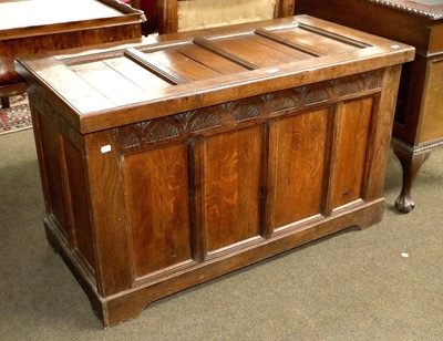 Lot 1317 - An Early 18th Century Style Oak Kist, panelled...