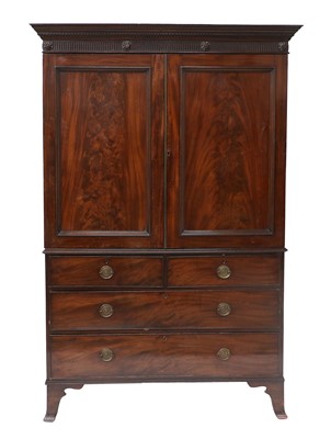 Lot 748 - A Late George III Mahogany Linen Press, early...