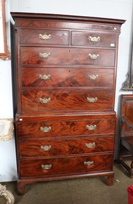 Lot 1242 - A George III Mahogany Chest-On-Chest, dentil...