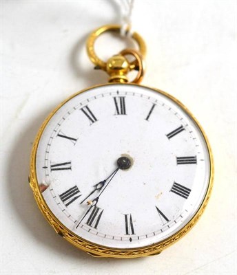Lot 40 - A lady's fob watch, case stamped '18K'