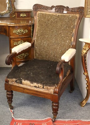 Lot 1456 - A William IV Mahogany Framed Open Armchair,...