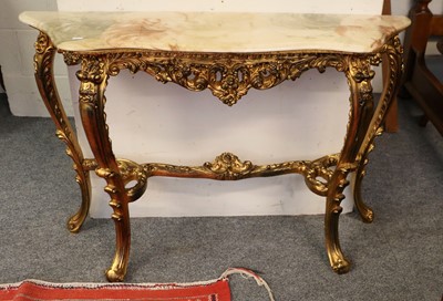 Lot 1472 - A Giltwood & Marble Topped Serpentine Console...