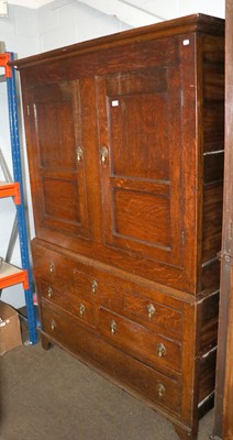 Lot 1291 - An 18th Century Oak Press Cupboard, moulded...