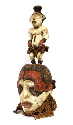 Lot 245 - A Suku Helmet Mask, DRC, carved in soft wood...