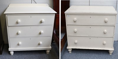 Lot 1453 - A White Painted Pine Chest of Three Drawers,...