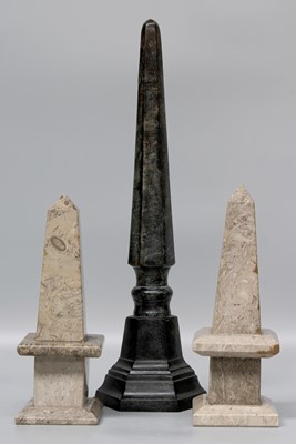 Lot 395 - A Pair of Square Form Marble Obelisks, on...