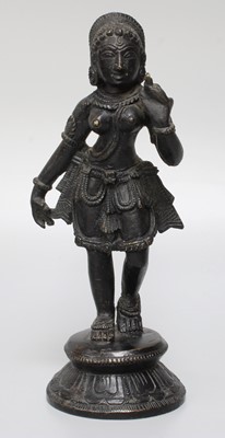 Lot 102 - An Indian Small Patinated Bronze Statue,...