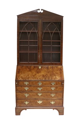 Lot 1271 - A George III Mahogany Bureau Bookcase, late...