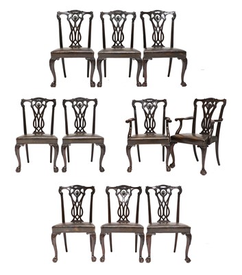 Lot 409 - A Set of Ten (8+2) George III-Style Carved...