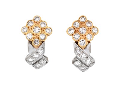 Lot 2042 - A Pair of Diamond Earrings the yellow kite...