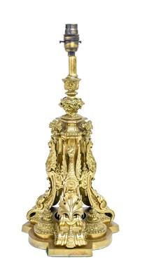 Lot 1407 - A Victorian Gilt-Metal Lamp Base, of leaf and...