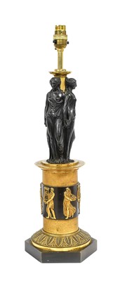 Lot 221 - A Gilt and Patinated Bronze Lamp Base, in...