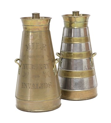 Lot 298 - A Pair of Brass Milk Churns, of cylindrical...