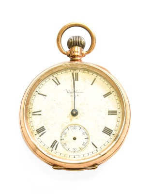 Lot 477 - A 9 Carat Gold Open Faced Waltham Pocket Watch